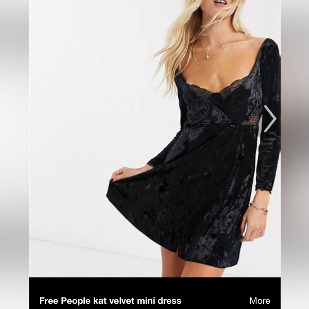 Black free people crushed velvet dress size xs